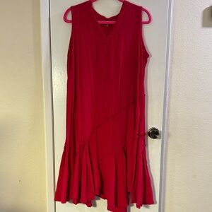 Oh My Gauze! Vibrant Red Sleeveless Midi Dress